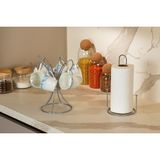 Edora Home 2'li Mat Gümüş Mutfak Organizer Seti Kağıt Havluluk Ve 6 Kancalı Bardak Askılığı Paslanmaz Metal