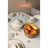 Edora Home 2’li Set Mat Gold Nihale Oval Köşeli Ekmek Sepeti Bej Mutfak Seti