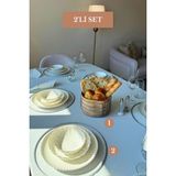 Edora Home 2’li Set Mat Gümüş 6'lı Supla Yuvarlak Ekmek Sepeti Mutfak Seti