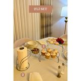 Edora Home 2’li Set Mat Gümüş Ikili Büyük Boy Sunumluk Kuğu Peçetelik Mutfak Seti