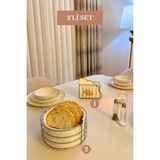 Edora Home 2’li Set Mat Gümüş Kafes Peçetelik Nihale Mutfak Seti