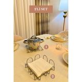 Edora Home 2’li Set Mat Gümüş Kare Peçetelik Nihale Mutfak Seti