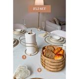 Edora Home 2’li Set Parlak Altın Kuğu Peçetelik Yuvarlak Ekmek Sepeti Mutfak Seti