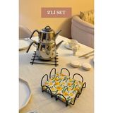 Edora Home 2’li Set Siyah Kare Peçetelik Nihale Mutfak Seti