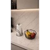 Edora Home 2’li Set Siyah Kuğu Peçetelik Oval Köşeli Meyve Sepeti Mutfak Seti