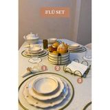 Edora Home 3’lü Set Mat Gold 6'lı Supla Kare Peçetelik Yuvarlak Ekmek Sepeti Mutfak Seti