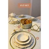 Edora Home 3’lü Set Mat Gold 6'lı Supla Üçgen Peçetelik Yuvarlak Ekmek Sepeti Mutfak Seti