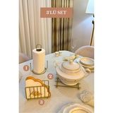 Edora Home 3’lü Set Mat Gold Kafes Peçetelik Dik Kağıt Havluluk Misketli Nihale Mutfak Seti