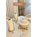 Edora Home 3’lü Set Mat Gold Kuğu Peçetelik Dik Kağıt Havluluk Ayraçlı Nihale Mutfak Seti