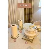 Edora Home 3’lü Set Mat Gold Kuğu Peçetelik Dik Kağıt Havluluk Nihale Mutfak Seti