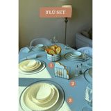 Edora Home 3’lü Set Mat Gümüş 6'lı Supla Kafes Peçetelik Yuvarlak Ekmek Sepeti Mutfak Seti