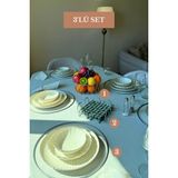Edora Home 3’lü Set Mat Gümüş 6'lı Supla Kare Peçetelik Oval Köşeli Meyve Sepeti Mutfak Seti