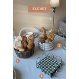 Edora Home 3’lü Set Mat Gümüş Kare Peçetelik Yuvarlak Ekmek Sepeti Oval Köşeli Ekmek Sepeti Bej Mutfak Seti