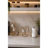 Edora Home 3'lü Set Parlak Altın 6 Bölmeli Dik Bardak Askılık, 6 Kancalı Fincan Askılığı, Dik Kağıt Havluluk Mutfak Seti