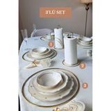 Edora Home 3’lü Set Parlak Altın 6'lı Supla Kuğu Peçetelik Dik Kağıt Havluluk Mutfak Seti