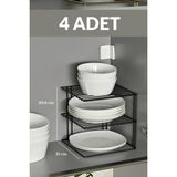 Edora Home 4'lü Mat Siyah 3 Katlı Dolap Içi Tabaklık Bardaklık Mutfak Düzenleyici Raf Paslanmaz Metal, Çok Al Az Öde