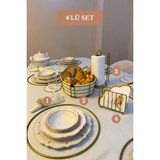 Edora Home 4’lü Set Mat Gold 6'lı Supla Kafes Peçetelik Dik Kağıt Havluluk Ayraçlı Yuvarlak Ekmek Sepeti Mutfak Seti