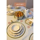 Edora Home 4’lü Set Mat Gold 6'lı Supla Kafes Peçetelik Dik Kağıt Havluluk Yuvarlak Ekmek Sepeti Mutfak Seti