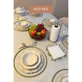 Edora Home 4’lü Set Mat Gold 6'lı Supla Kare Peçetelik Dik Kağıt Havluluk Ayraçlı Oval Köşeli Meyve Sepeti Mutfak Seti