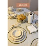 Edora Home 4’lü Set Mat Gold 6'lı Supla Kare Peçetelik Dik Kağıt Havluluk Ayraçlı Yuvarlak Ekmek Sepeti Mutfak Seti