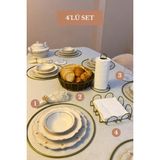 Edora Home 4’lü Set Mat Gold 6'lı Supla Kare Peçetelik Dik Kağıt Havluluk Oval Köşeli Ekmek Sepeti Bej Mutfak Seti
