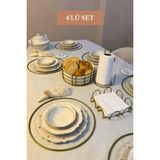 Edora Home 4’lü Set Mat Gold 6'lı Supla Kare Peçetelik Dik Kağıt Havluluk Yuvarlak Ekmek Sepeti Mutfak Seti