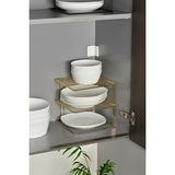 Edora Home Altın 3 Katlı Dolap Içi Çok Amaçlı Tabak, Bardak, Mutfak Düzenleyici Raf, Tabaklık - Metal Paslanmaz - Dolap İçi Raf - Beyaz
