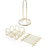 Edora Home Gold Nihale Peçetelik Havluluk Seti Gold Rengi Paslanmaz Çelik Mutfak Servis Sunum Takım spr738282d, one size - Çok Renkli