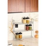 Edora Home Gümüş 3 Katlı Duvara Asılabilir Raf, Baharatlık Standı, Çocuk Odası Düzenleyici-Metal Paslanmaz - Mat Gümüş