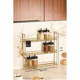 Edora Home Mat Gold 3 Katlı Duvara Asılabilir Raf Baharatlık Standı Çocuk Odası Düzenleyici Paslanmaz Metal