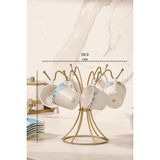 Edora Home Mat Gold 6 Kancalı Bardak Askılığı Kupa Fincan Düzenleyici Paslanmaz Metal