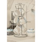 Edora Home Mat Gümüş 6 Bölmeli Bardak Askılığı Kupa Fincan Düzenleyici Tezgah Üstü Paslanmaz Metal
