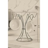 Edora Home Mat Gümüş 6 Kancalı Bardak Askılığı Kupa Fincan Düzenleyici Paslanmaz Metal