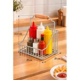 Edora Home Mat Gümüş Bistro Metal Sosluk Sepeti – Ketçap, Mayonez Ve Sos Şişesi Düzenleyici, Sunum Organizeri