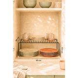 Edora Home Mat Siyah Dolap İçi Düzenleyici Paslanmaz Metal Tel Raf 40 x 15.5 x 22 cm Fincan Tabak Kase Organizer - Renkli