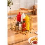 Edora Home Parlak Altın Bistro Metal Sosluk Sepeti – Ketçap, Mayonez ve Sos Şişesi Düzenleyici, Sunum Organizeri - Çok Renkli - 0,5 ml