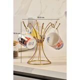 Edora Home Parlak Altın Takı Standı Kolye Bileklik Tesbihlik Düzenleyici Paslanmaz Metal - Bardak Askılığı
