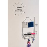 Edora Home Parlak Silver Modern Duvar Anahtarlığı Raflı, Askılı Organizer, Aynalı Yapışkanlı, Montaj Gerektirmez - Gümüş