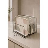 Edora Home Siyah 3 Bölmeli Metal Tepsi ve Kesme Tahtası Düzenleyici - Organizer, Tepsilik - 0 - 1 lt