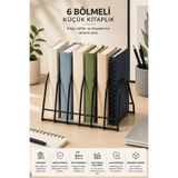 Edora Home Siyah Zarif Tasarım 6 Bölmeli Masaüstü Küçük Kitap ve Not Defteri Düzenleyici Organizer,Kitaplık
