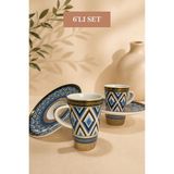 Edora Home Türk Kahvesi Fincan Takımı İçe Geçmeli Mosaic Mask 6 Kişilik 12 Parça (Makinede Yıkanmaz) - Renkli