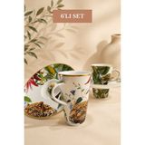 Edora Home Türk Kahvesi Fincan Takımı İçe Geçmeli Safari Bloom 6 Kişilik 12 Parça (Makinede Yıkanmaz) - Renkli