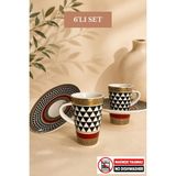 Edora Home Türk Kahvesi Fincan Takımı İçe Geçmeli Siyah Beyaz 6 Kişilik 12 Parça (Makinede Yıkanmaz) - 100 ml - Renkli
