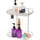 Edorahome Silver Oval İki Katlı Sabunluk / Şampuanlık /Banyo Aksesuarı/Köşelik/Metal/Paslanmaz