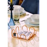 Edorahome Turuncu Kare 18 Cm Peçetelik, Kafe, Restoran, Otel, Mutfak Sofra Büyük Boy Peçete - Metal Paslanmaz