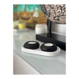 Edosco Twins Siyah Oval Beton Tepsili 2'li Yuvarlak Tealight Mumluk (Mumlar Dahildir)