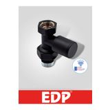 EDP Mat Siyah Lüx Düz Radyatör Vanasi Metal Volan 1/2" Pprc Uyumlu