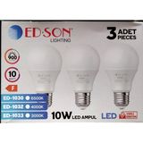Edson Ed-Son 10W LED Ampul 3’lü Paket 900 Lümen Enerji Tasarruflu günışığı - 10 - 20 W - Beyaz