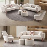 Edsy Home Armoni 3+3+1 Koltuk Takımı Krem Bukle Kumaş Orta Sert Oturum 225 cm Genişlik