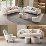Edsy Home Armoni Koltuk Takımı Krem Polyester Malzeme ile Modern Tasarım 3+3+1+1 Boyutları 224 cm